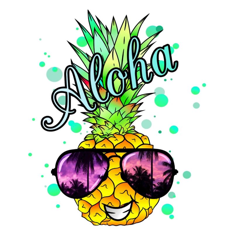 Aloha Ananas mit Farbspritzern