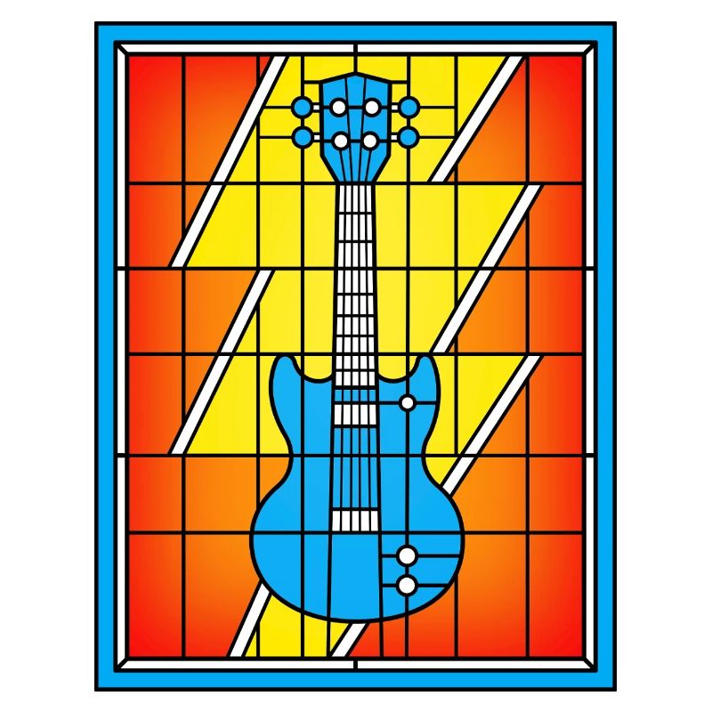 Buntglas-Blaue Gitarre