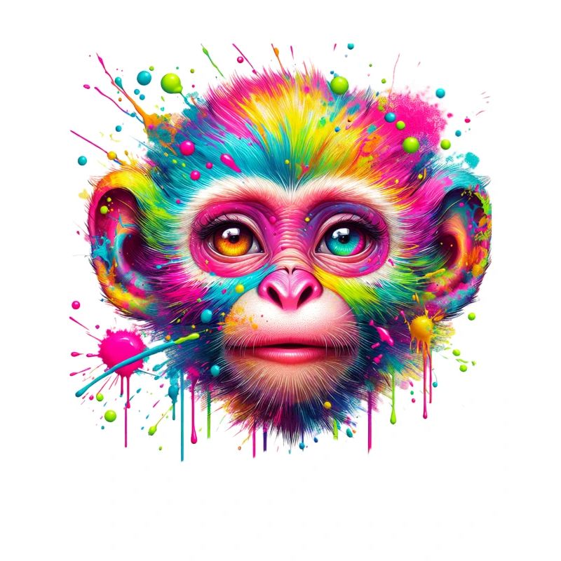 Singe coloré – Explosion colorée de pop art