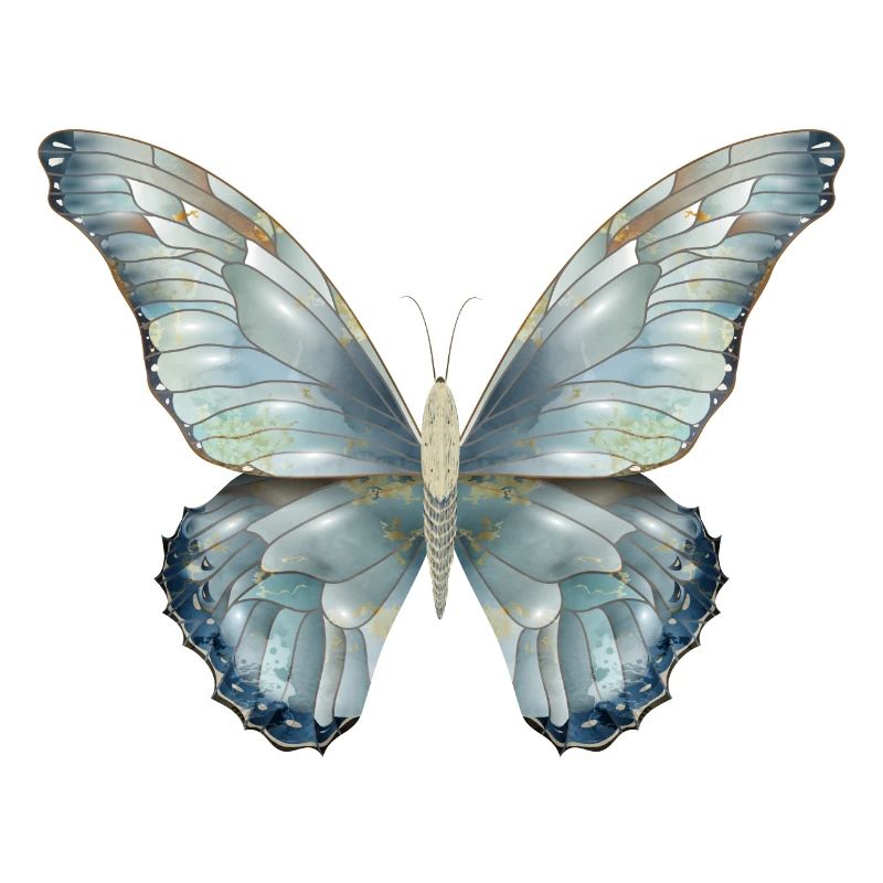 Papillon dans de délicates nuances de bleu peint à la main