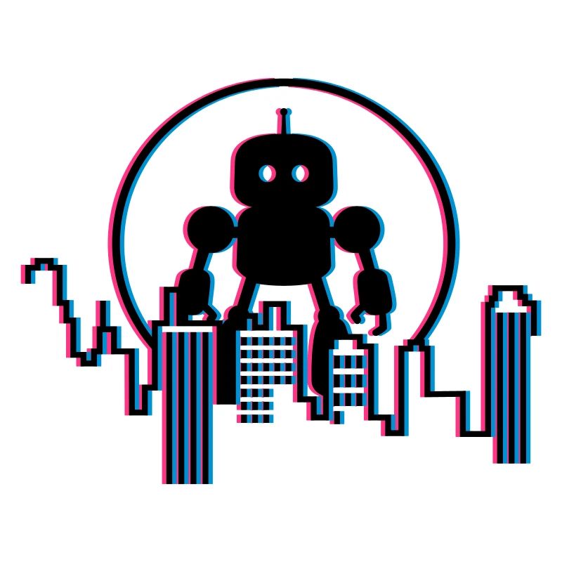 Robot City Skyline – 3D Sci-Fi Future Design