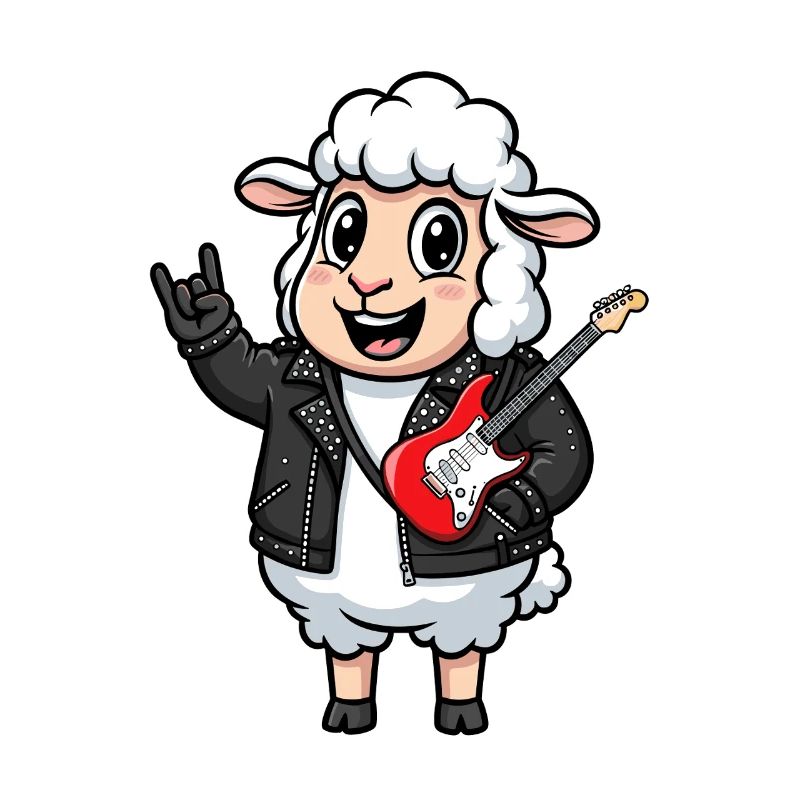 Rocker Sheep mit E-Gitarre