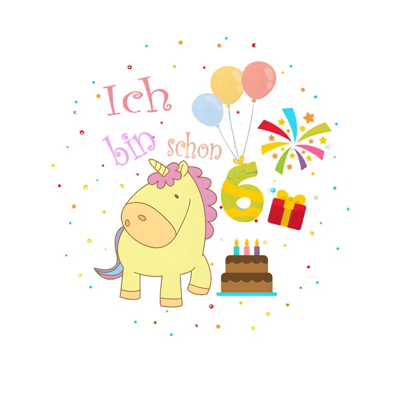 Ich bin schon 6 Einhorn Geburtstag Mädchen