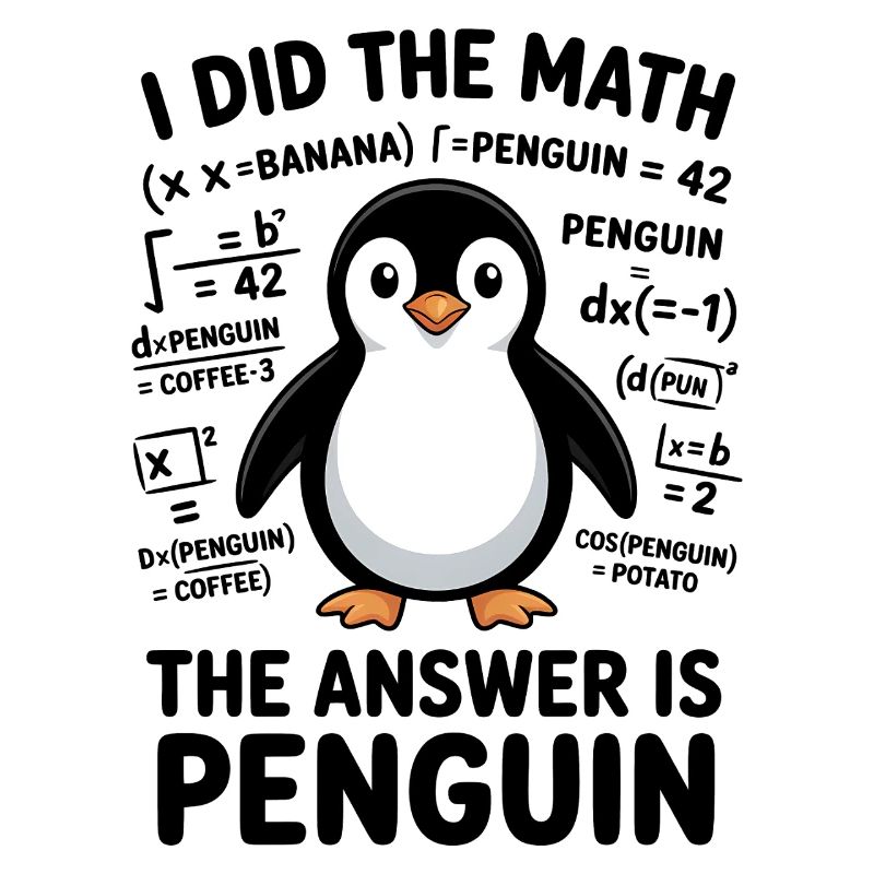 Math Sayings Penguin Funny Math Gift