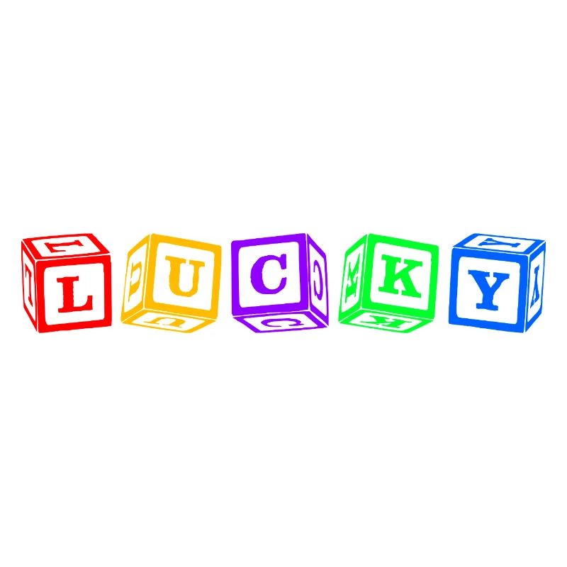Lucky – Conception colorée de lettres en cube 3D