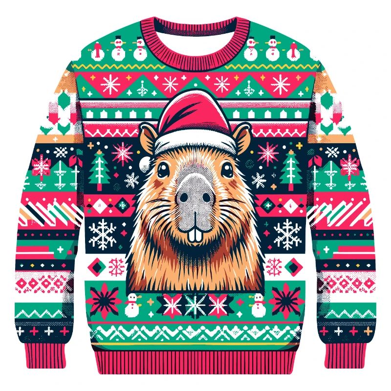 Capybara Pull de Noël moche drôle