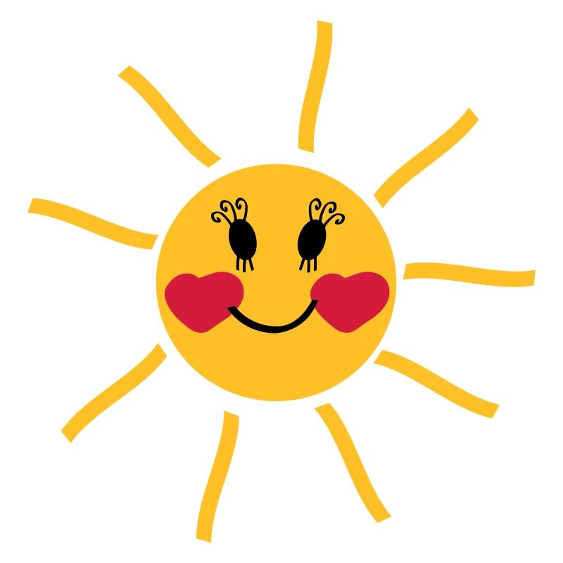 lachende Sonne mit Wangen in Herzform