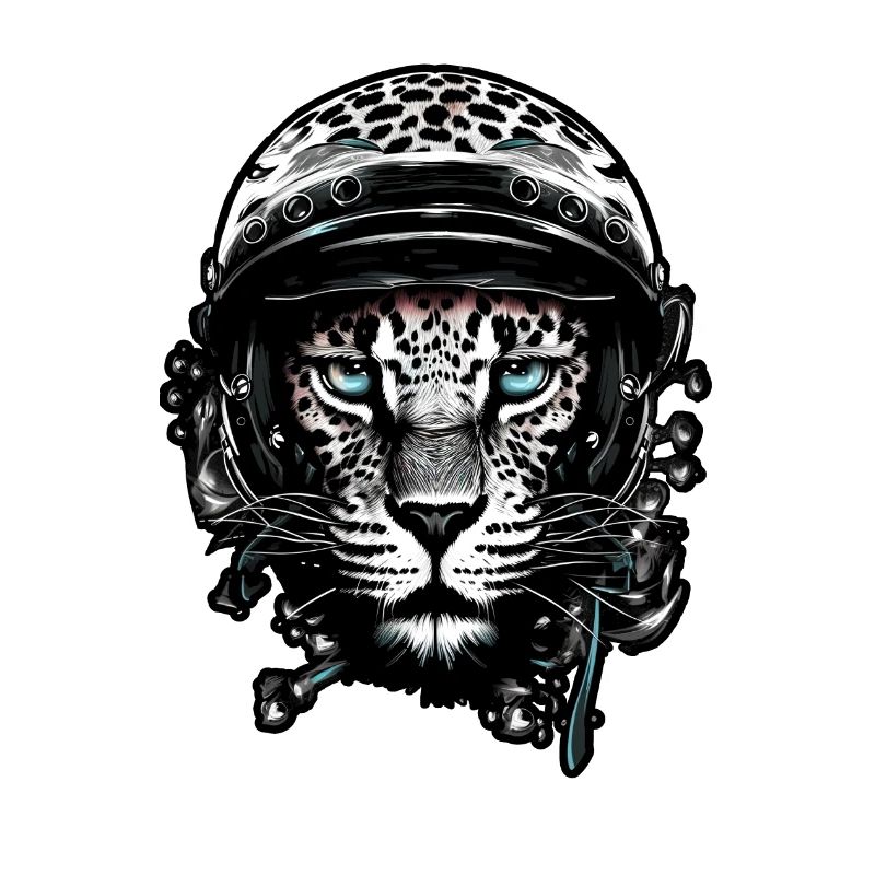 Cheetah, leopard with helmet , Digital