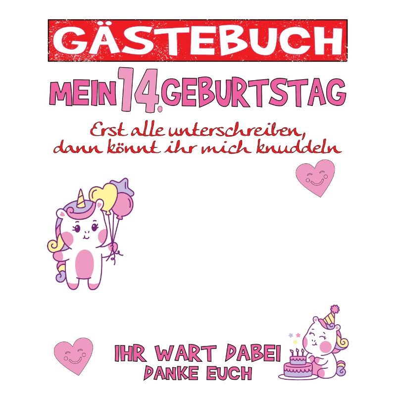 14. Geburtstag Mädchen & Junge Gästebuch