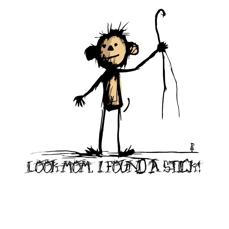 Monkey found a stick