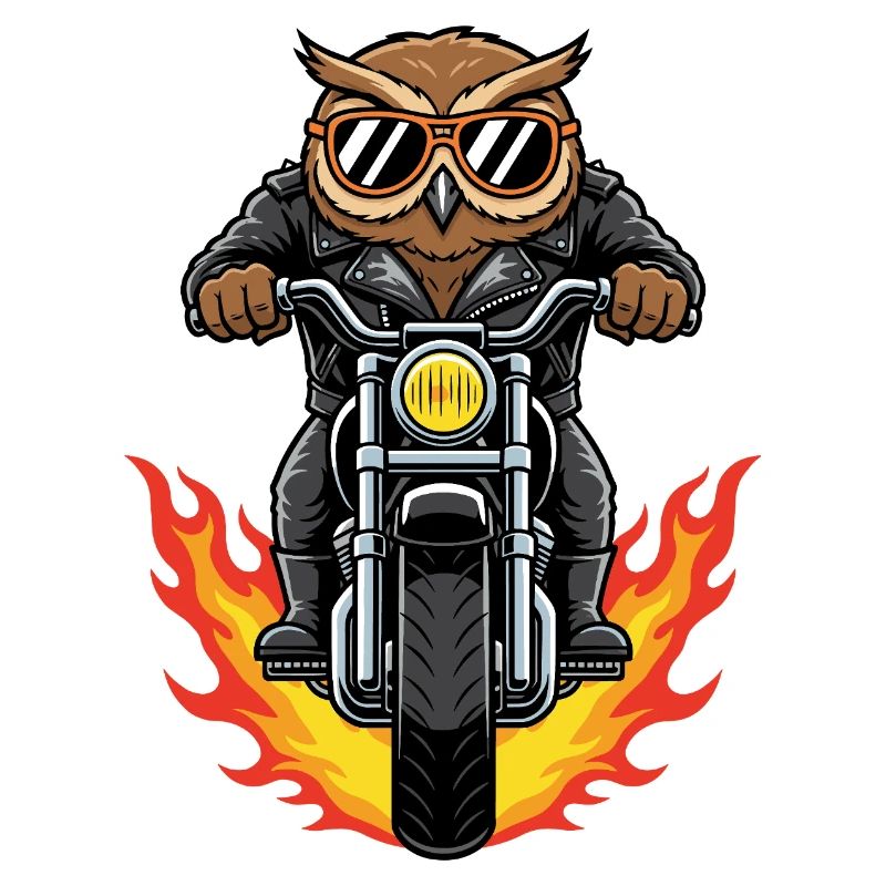 Cool Biker Owl Motorcycle Flames