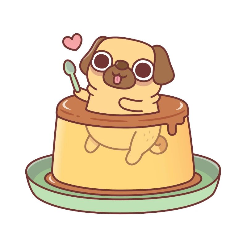 Cute Pug In Japanese Custard Pudding Funny