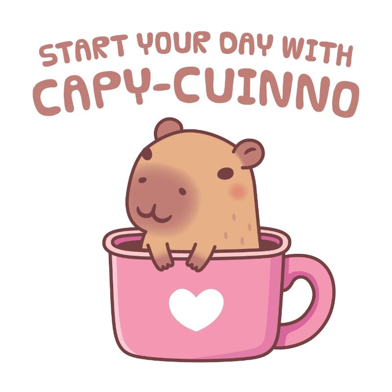 Niedliche Capybara Beginnen Sie Ihren Tag mit Capyuccino-Kaffee