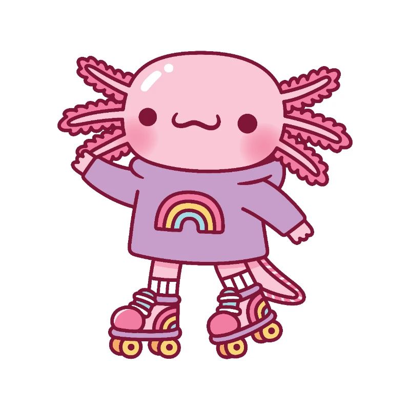 Cute Axolotl With Hoodie And Roller Skates