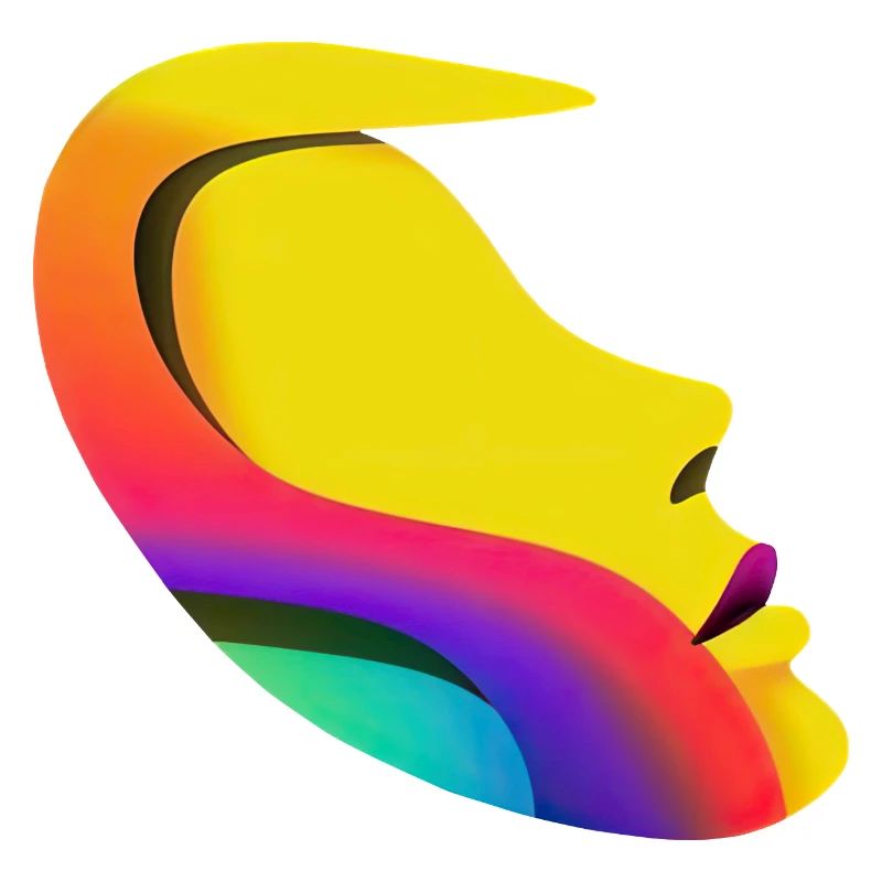 Rainbow Woman Face: 3D Streamlined Design