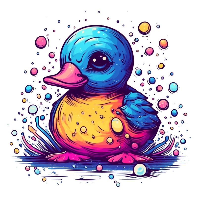 Eine bunte gefiederte Ente oder Erpel mit Schnabel