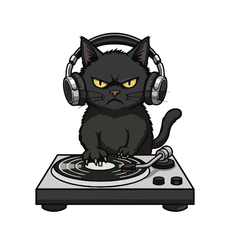 Turntable Cat Chat DJ Vinyle