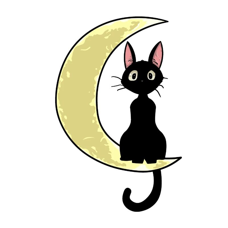 Cat sitting on half a moon