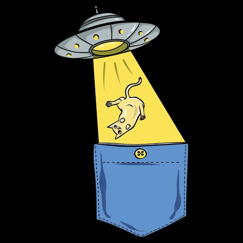 Alien - Raumschiff - Katze - Tasche - Brusttasche