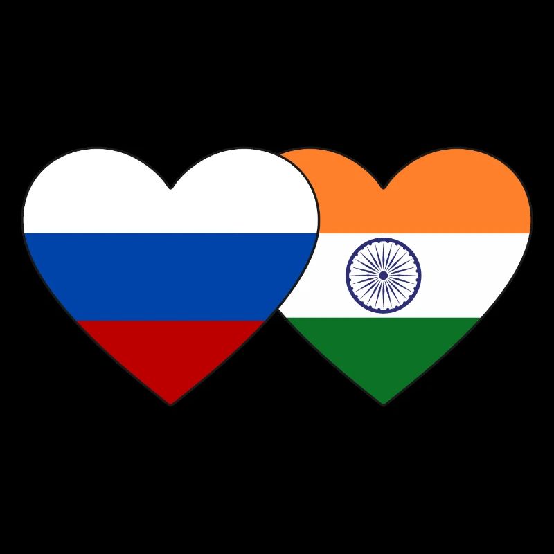 Russie Inde Flag Heart