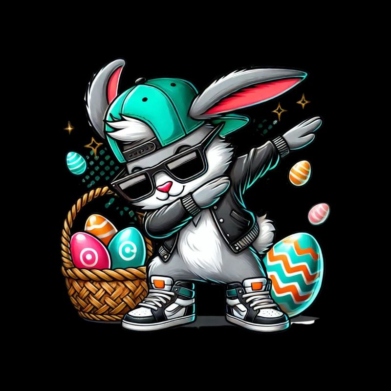 Lapin élégant avec panier de Pâques