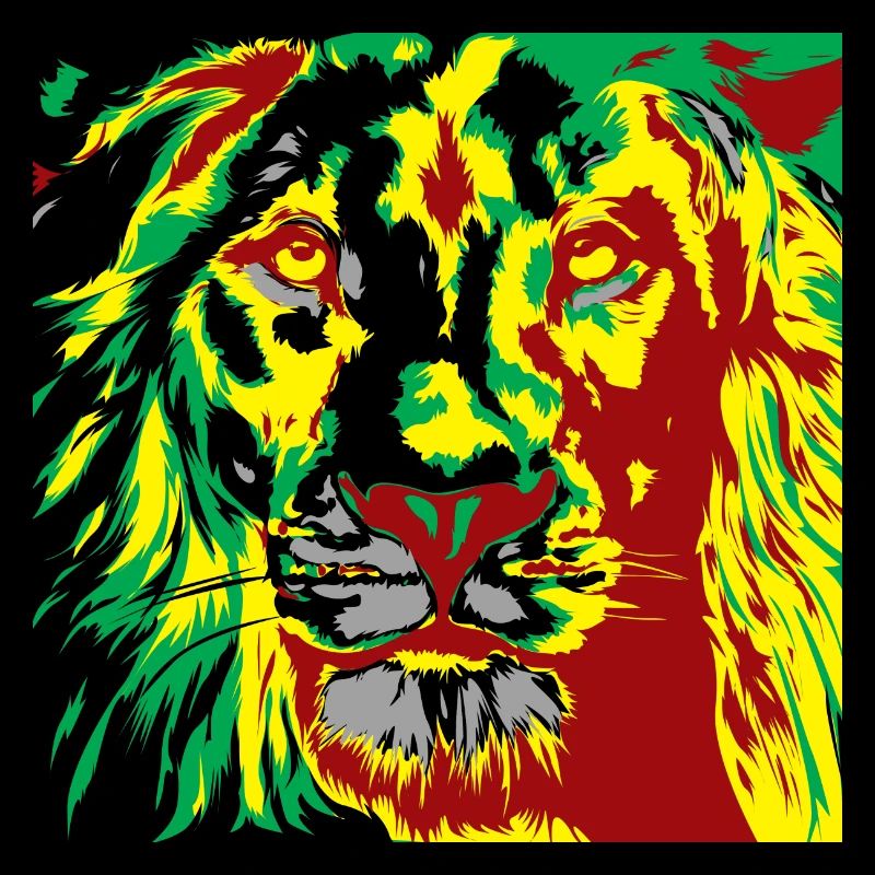 Lion dans le sprint couleur reggae