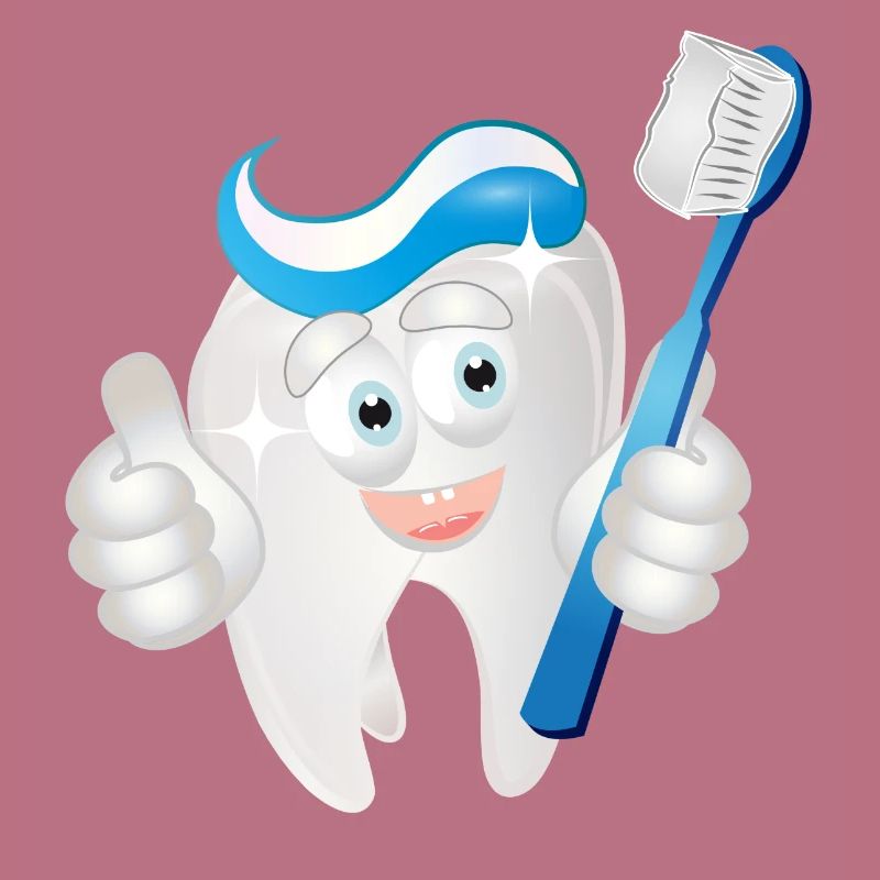 radiant white tooth with toothpaste as a comic