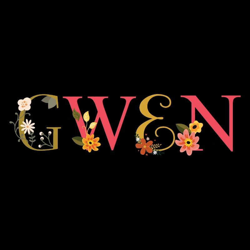 Le nom GWEN est décoré de fleurs