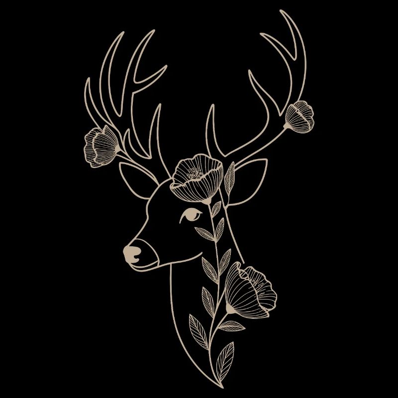 Cerf élégant à décor floral