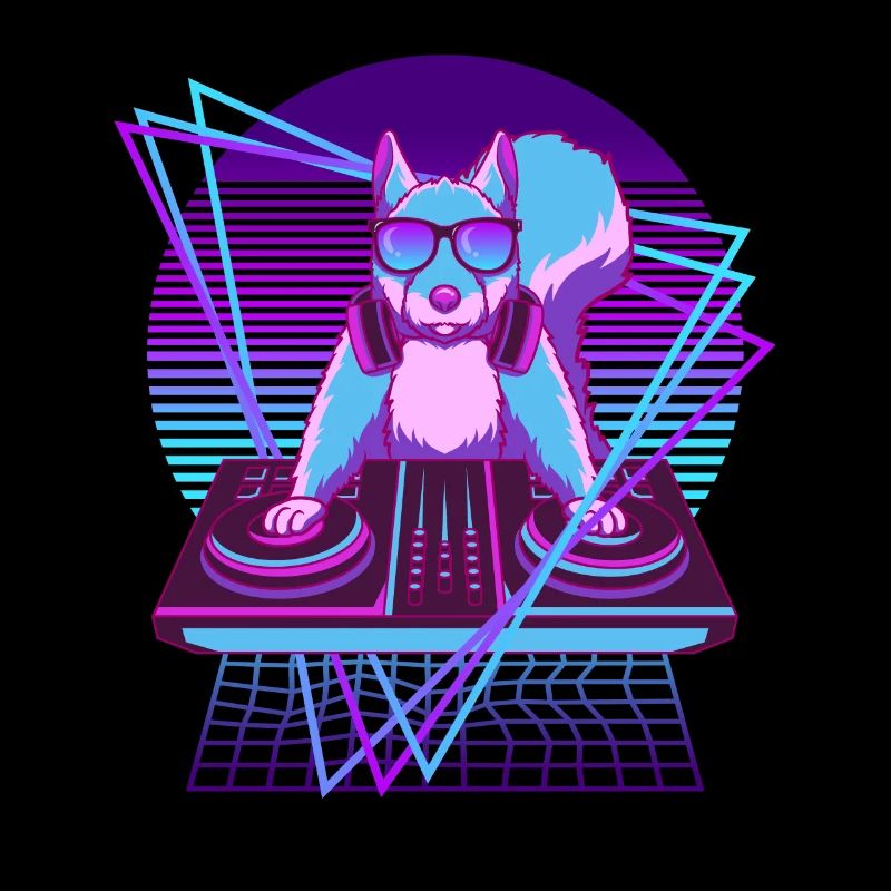 Vaporwave Eichhörnchen DJ Pult Eichhörnchen