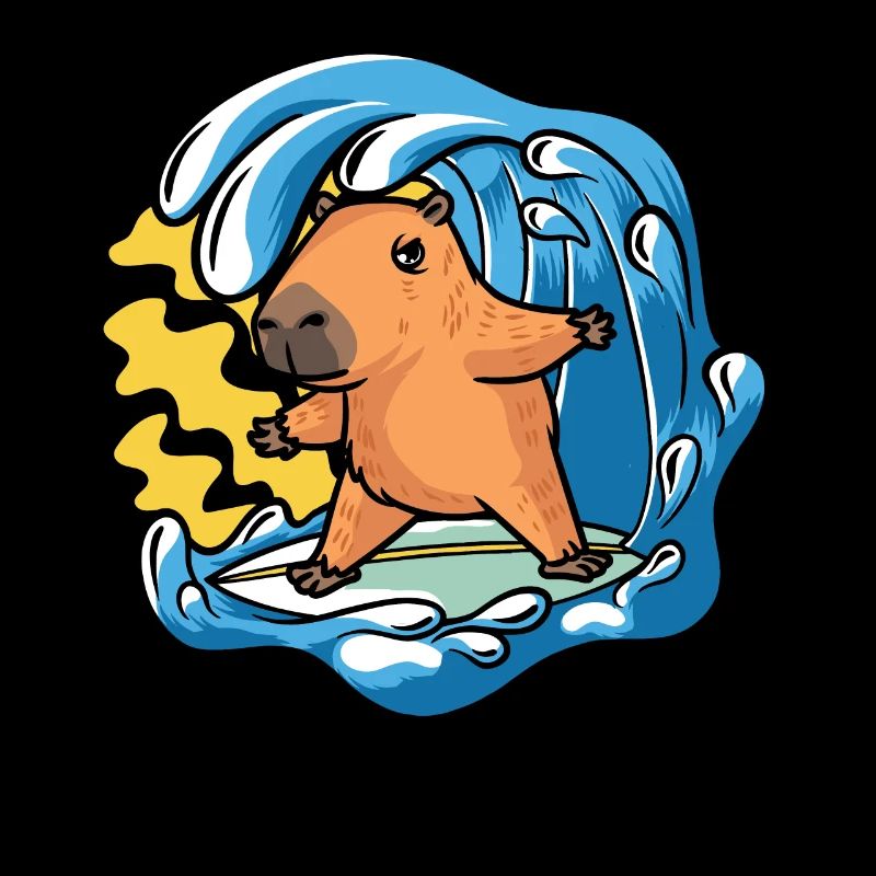 Capybara Rongeur Surfer Surf Vagues