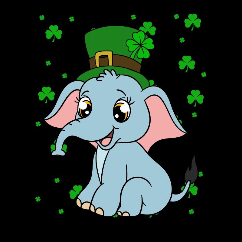 Cute elephant shamrocks St. Patrick's Day