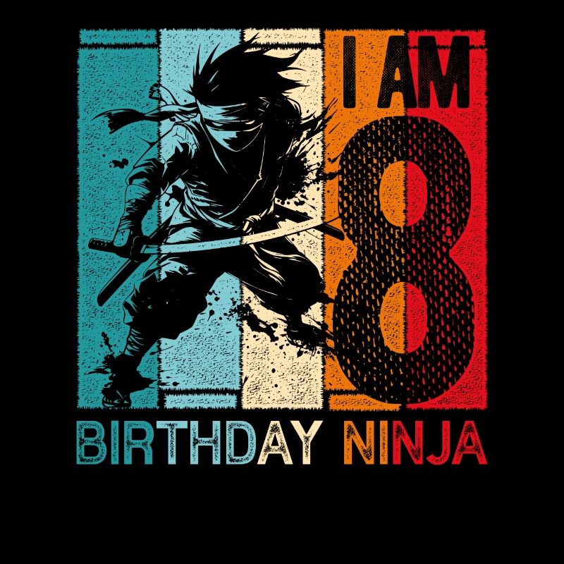 Rétro Ninja 8 ans garçon 8e cadeau d’anniversaire