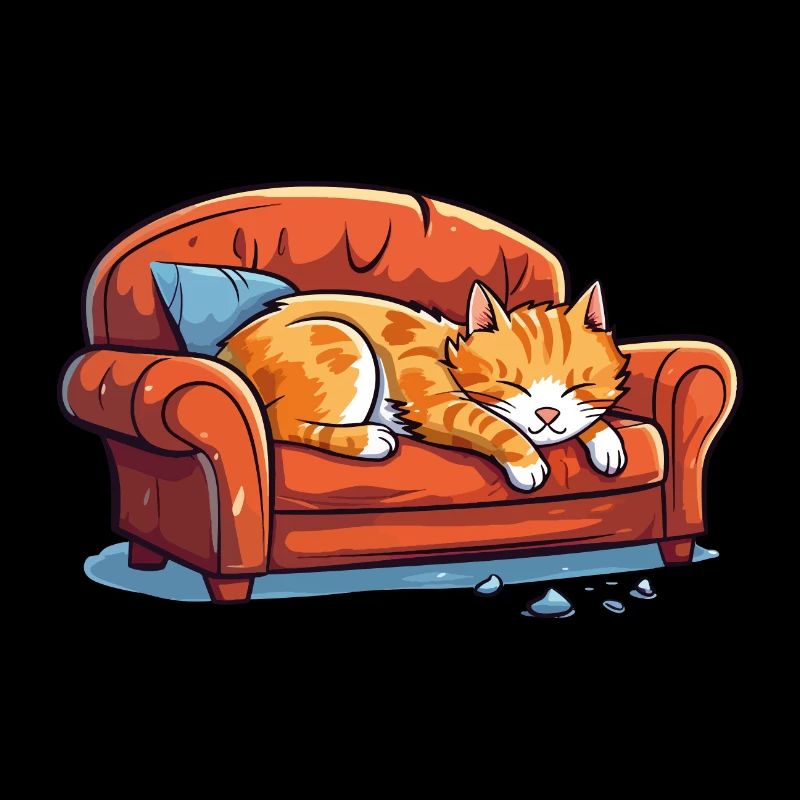 Katze Verschlafen Müde Couch Sofa Lustig Cartoon