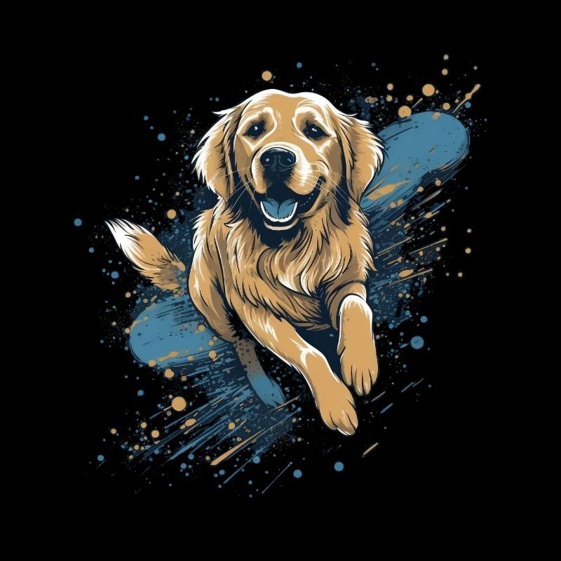 Golden-retriever Dock-Diving into Water