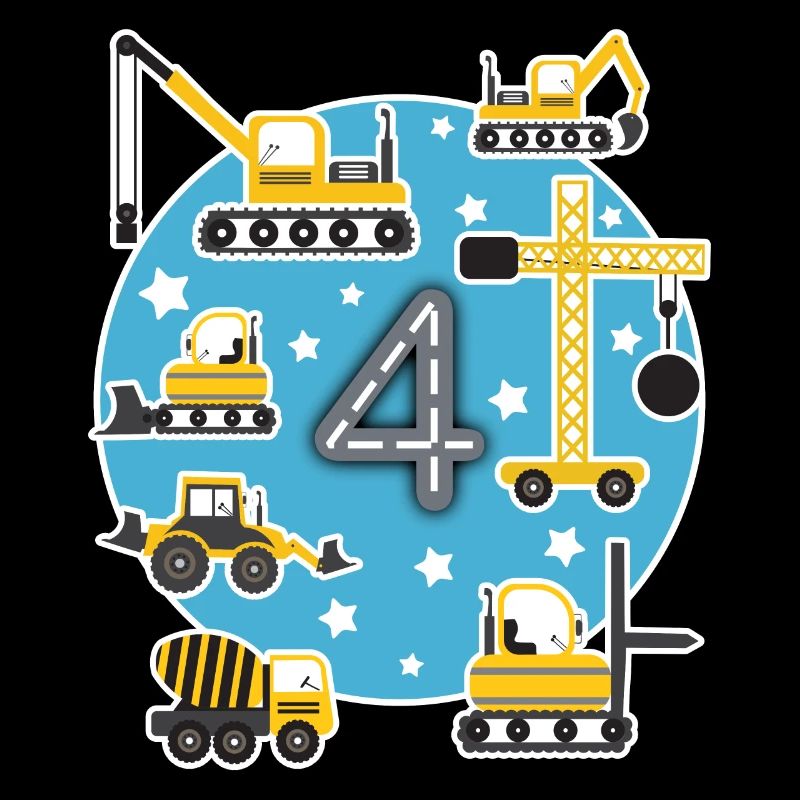 Kinder Geburtstagsshirt 4 Jahre Junge Baustelle