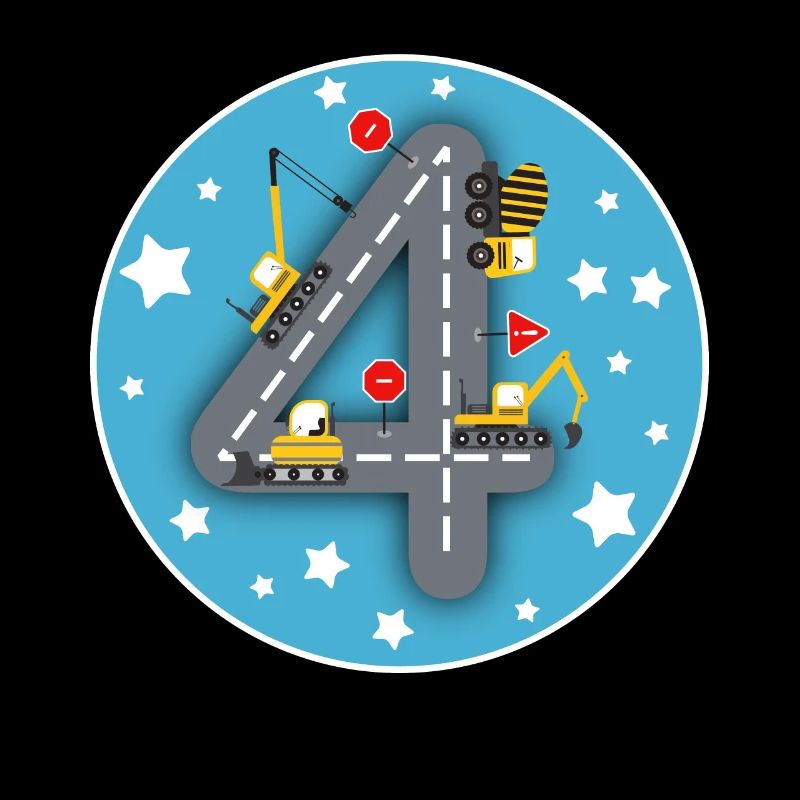 Kinder Geburtstagsshirt 4 Jahre Baustelle Bagger