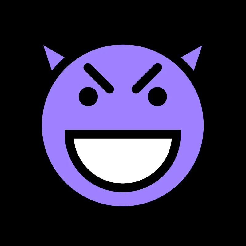 Smiley Face Laughing Devil Face Blue