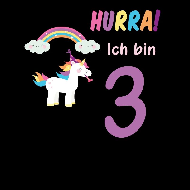 Hurra ich bin 3 Dritter Geburtstag 3 Jahre Einhorn
