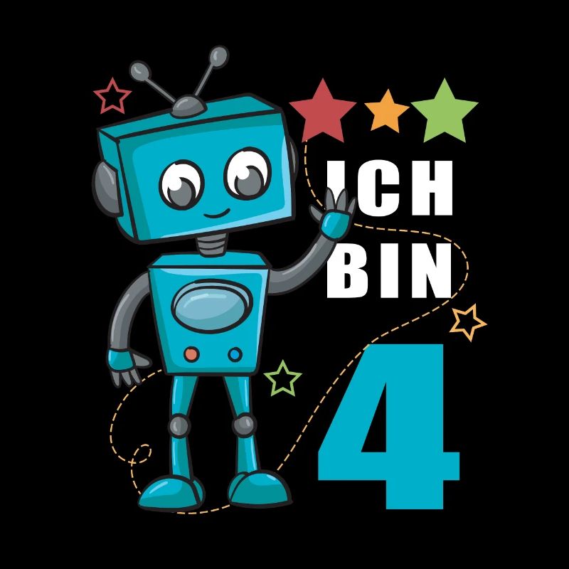 4. Geburtstag Junge Ich Bin Vier Jahre Alt Roboter