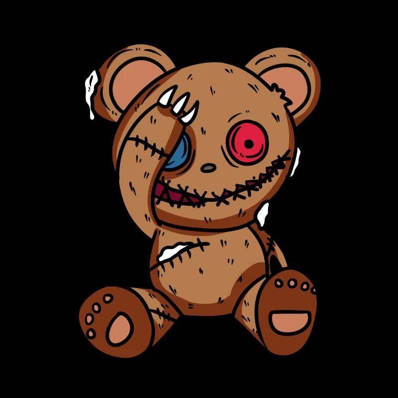 Horror Button Eyes Bear Halloween