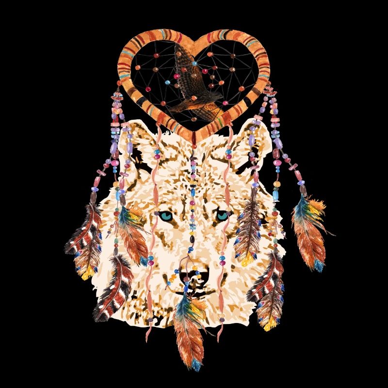 Wolf Dream Catcher Falcon - blue eyes