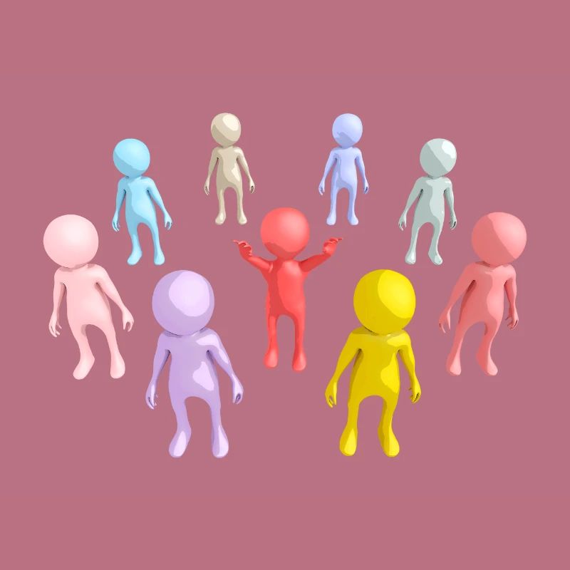 Group with 3D figures