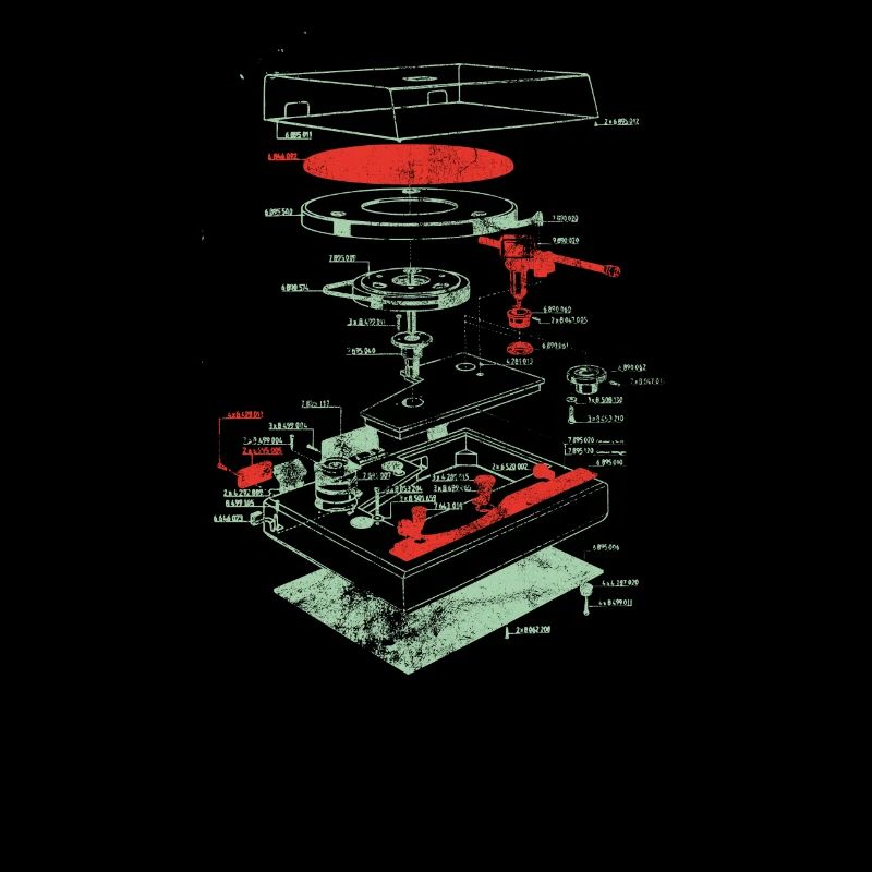 Vintage Turntable Schematic - Retro DJ