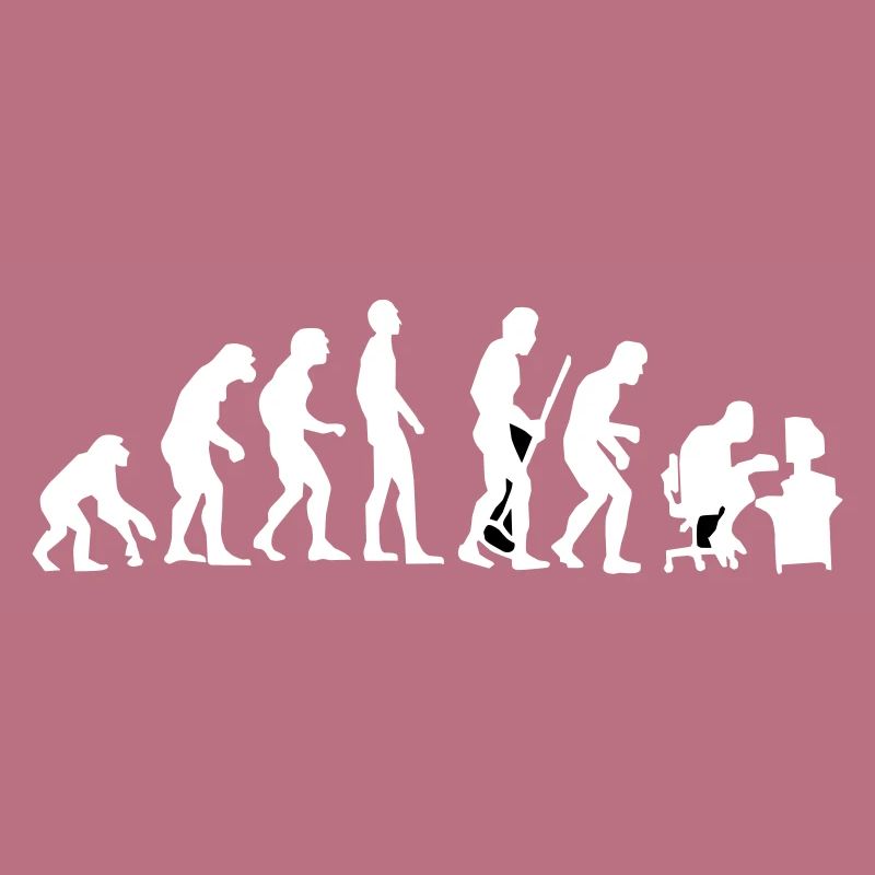 Evolution monkey to human crooked back Pc nerd