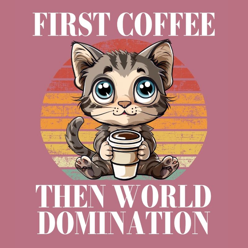 First Coffee Then World Domination Cat Kitty