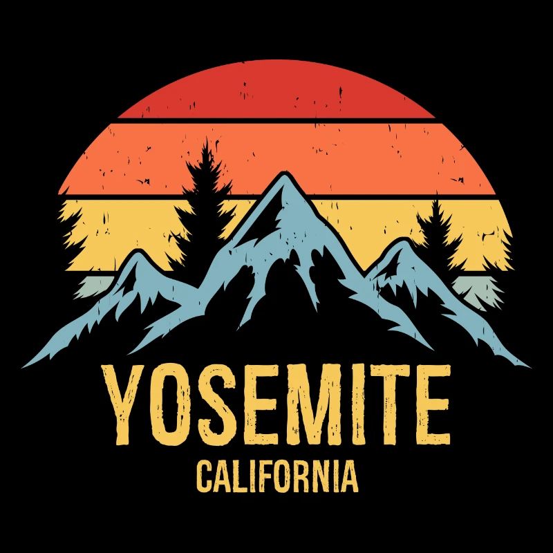 Yosemite California Retro Sunset