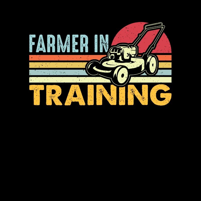 Mower Farmer In Training Retro Gardening Mowing