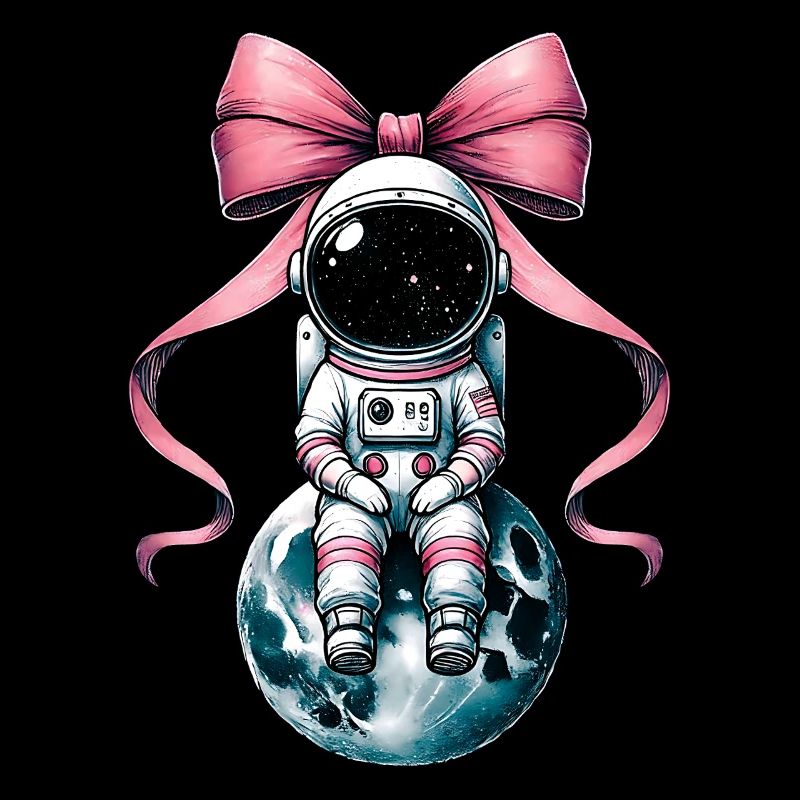 Coquette Bow Astronaut Space Pink Ribbon Mom