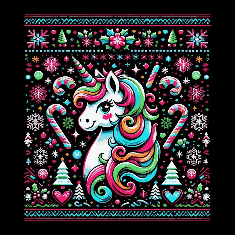 Buntes Weihnachts-Einhorn